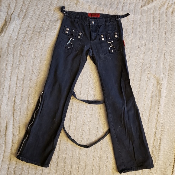 TRIPP black suspenders pants with zippers - Picture 1 of 4
